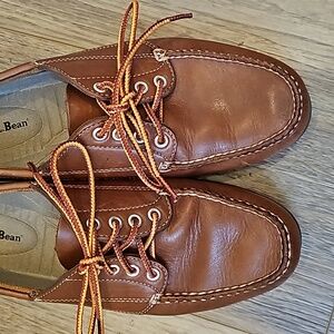 LL Bean Men's Leather Handsewn Moccasins Blucher Moc Oakwood